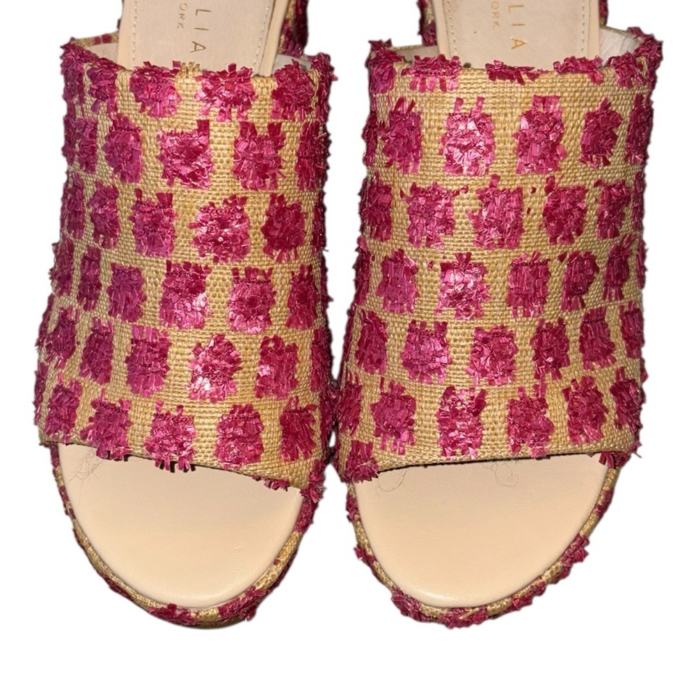 Cecelia New York Frost Platform Wedge Slide Sandals in Pink Pom - 9 - Picture 7 of 15